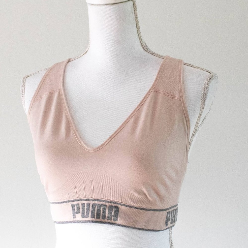 Puma Pink Blush Neutral Sports Bra (L)